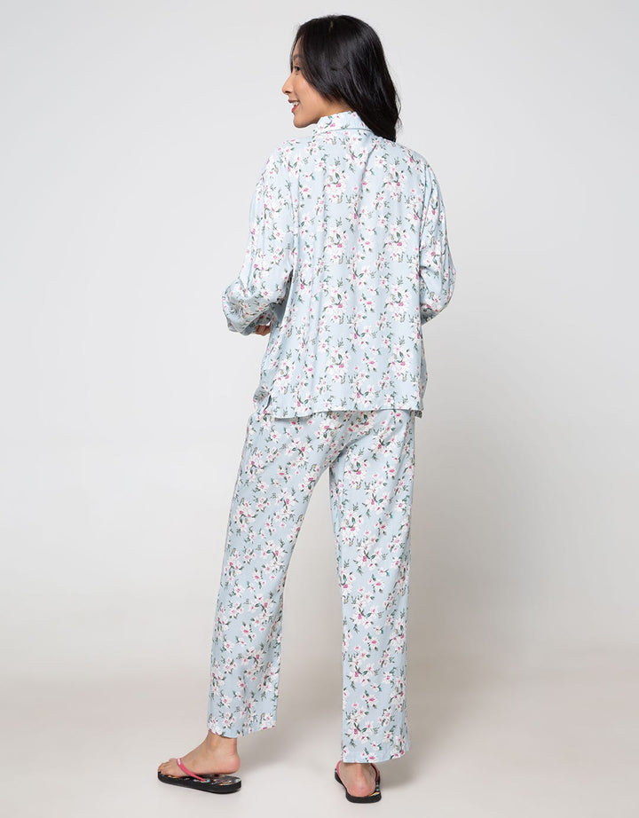 St. Yves Long Sleeve Pyjama Pants Bright Anemone Pl-Bria:Pastel Blue:M:Floral:Ls Pyjama Pant