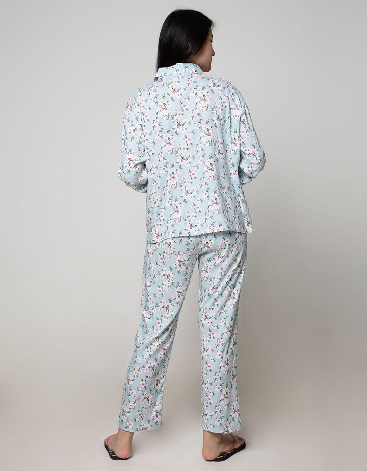 St. Yves Long Sleeve Pyjama Pants Bright Anemone Pl-Bria:Pastel Blue:M:Floral:Ls Pyjama Pant