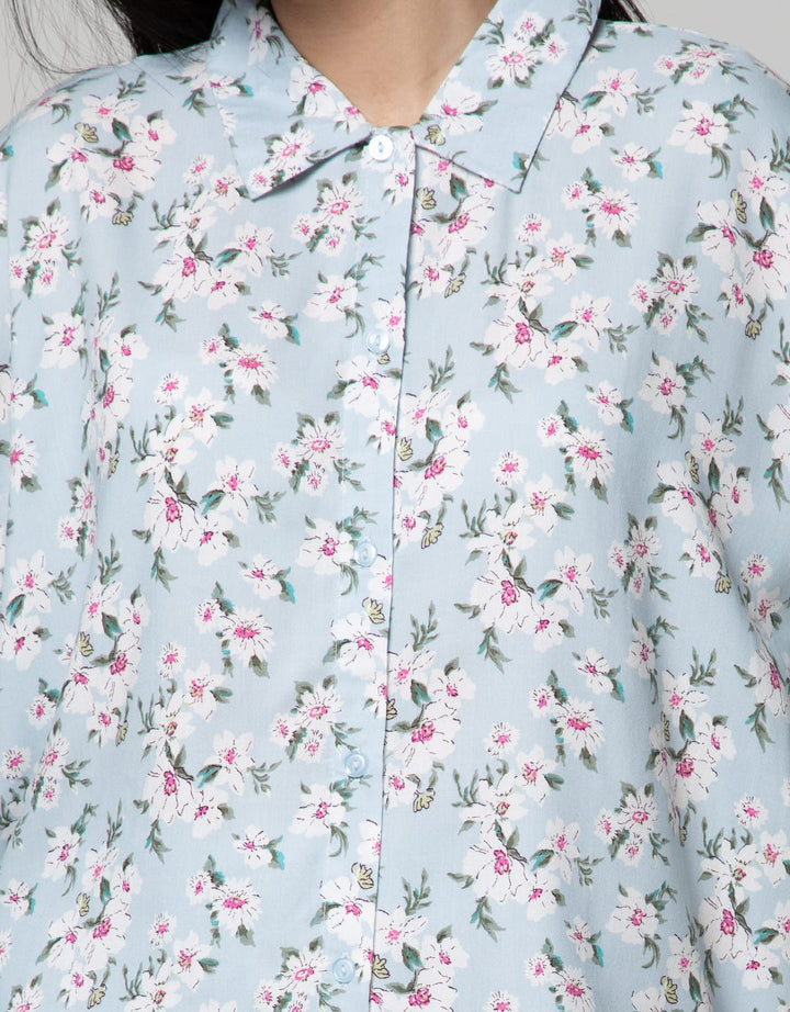 St. Yves Long Sleeve Pyjama Pants Bright Anemone Pl-Bria:Pastel Blue:M:Floral:Ls Pyjama Pant