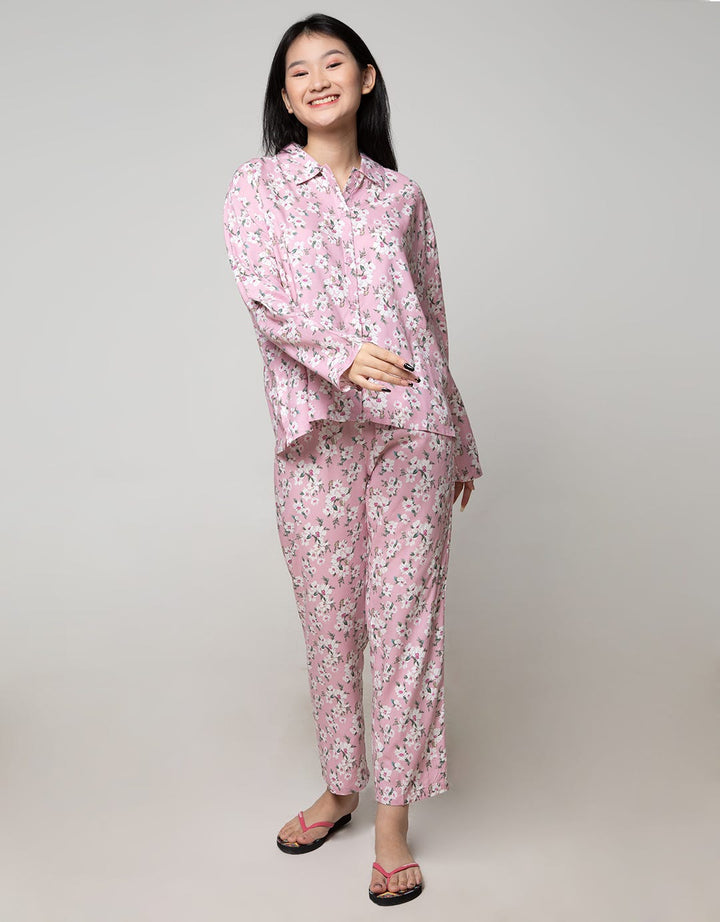 St. Yves Long Sleeve Pyjama Pants Bright Anemone Pl-Bria:Pastel Blue:M:Floral:Ls Pyjama Pant