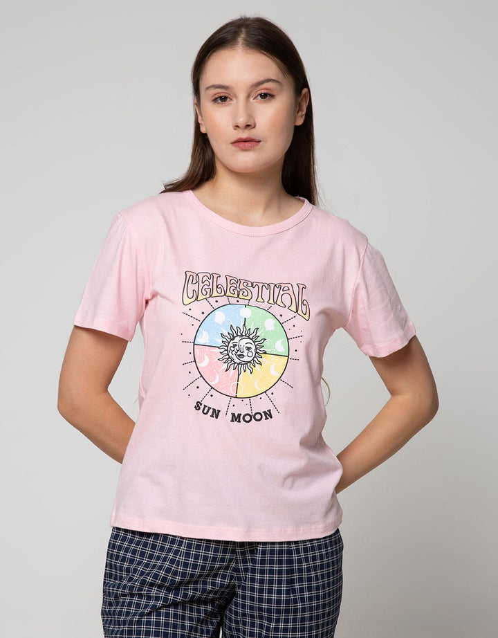 Nevada Short Sleeve T-Shirt Celestial Print Chest Round