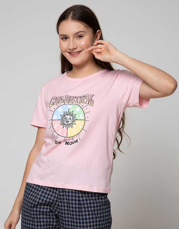 Nevada Short Sleeve T-Shirt Celestial Print Chest Round