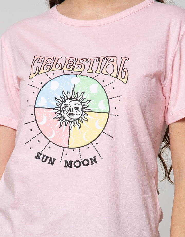 Nevada Short Sleeve T-Shirt Celestial Print Chest Round
