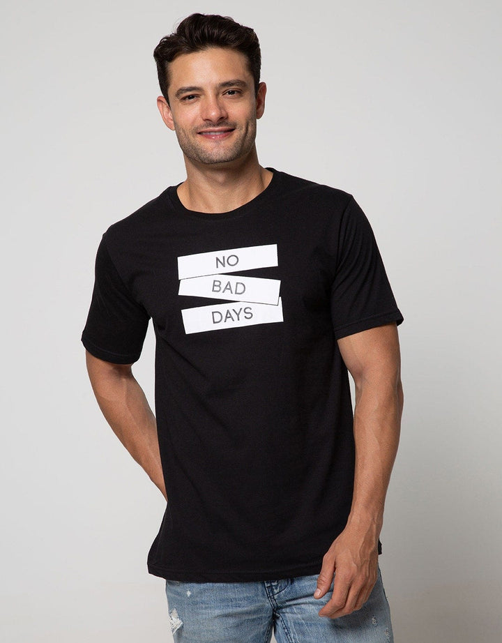T Zone Short Sleeve T-Shirt Print Graphic Theme Monochrome No Bad Days