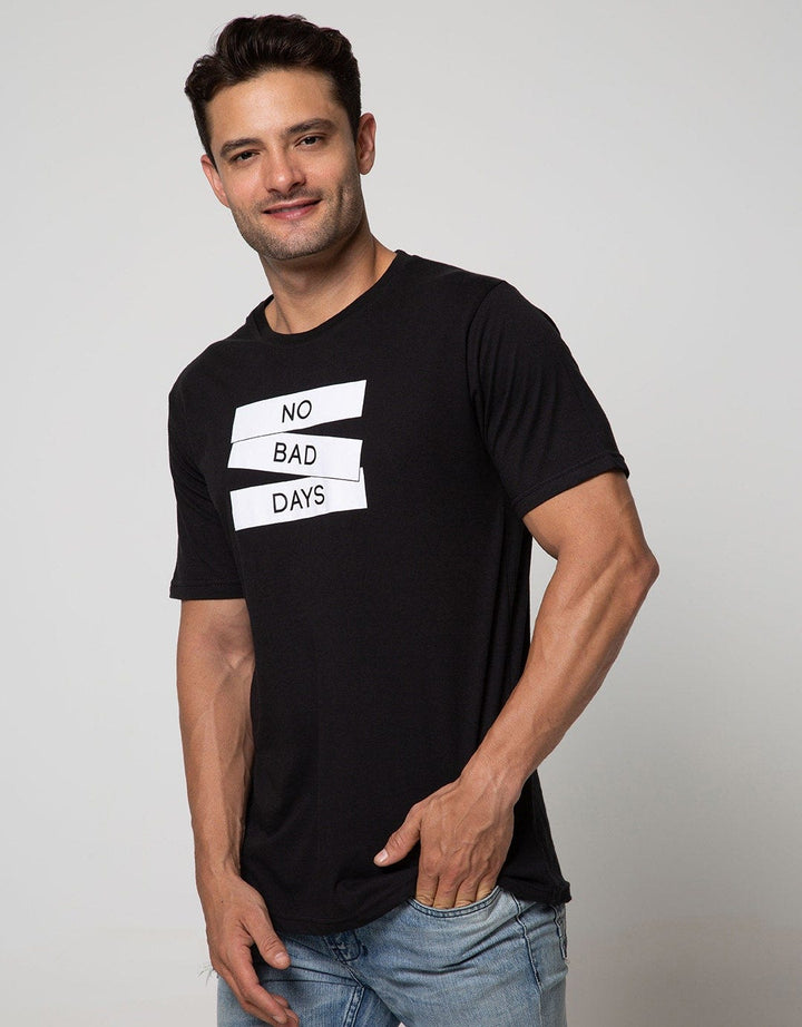 T Zone Short Sleeve T-Shirt Print Graphic Theme Monochrome No Bad Days