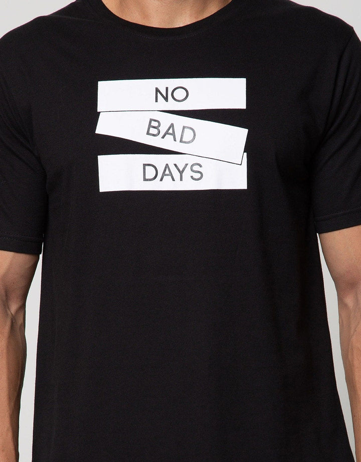 T Zone Short Sleeve T-Shirt Print Graphic Theme Monochrome No Bad Days