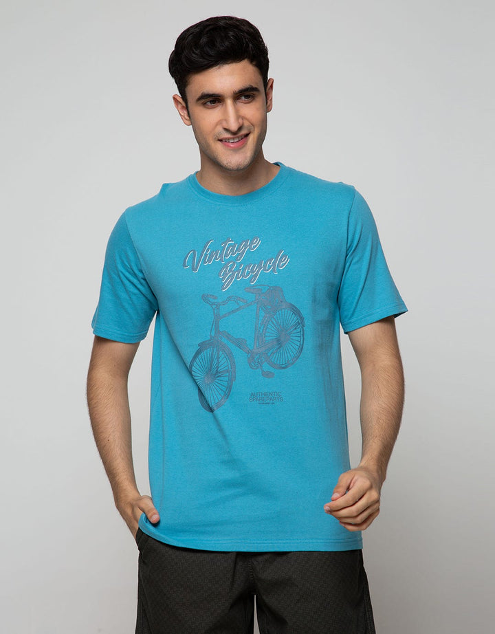 T Zone Short Sleeve T-Shirt Print Graphic Bicycle Vintage