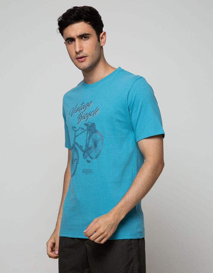T Zone Short Sleeve T-Shirt Print Graphic Bicycle Vintage