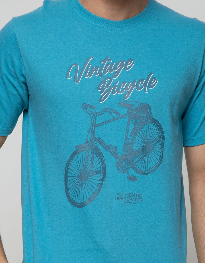 T Zone Short Sleeve T-Shirt Print Graphic Bicycle Vintage