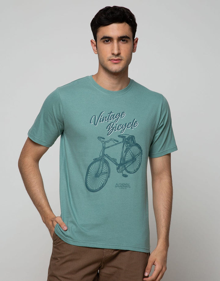 T Zone Short Sleeve T-Shirt Print Graphic Bicycle Vintage