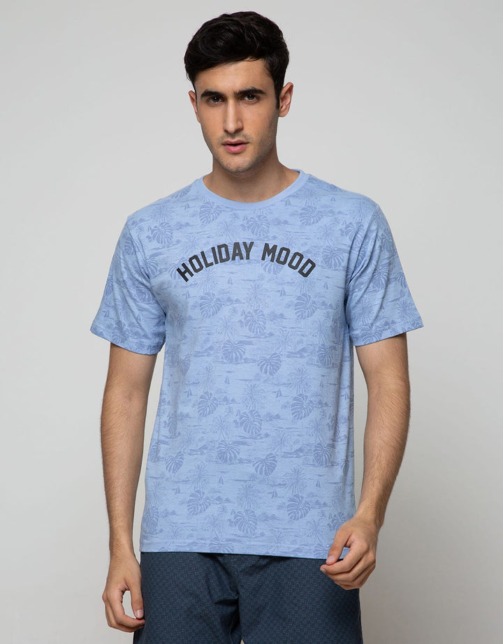 T Zone Short Sleeve T-Shirt Print Fullprint Holiday Mood
