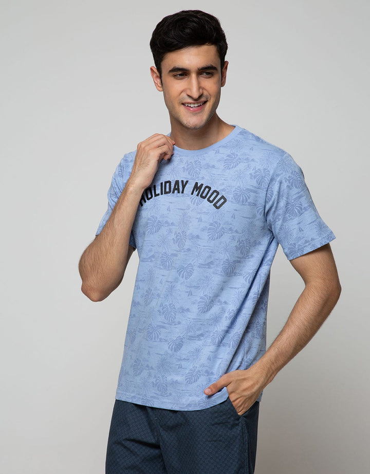 T Zone Short Sleeve T-Shirt Print Fullprint Holiday Mood