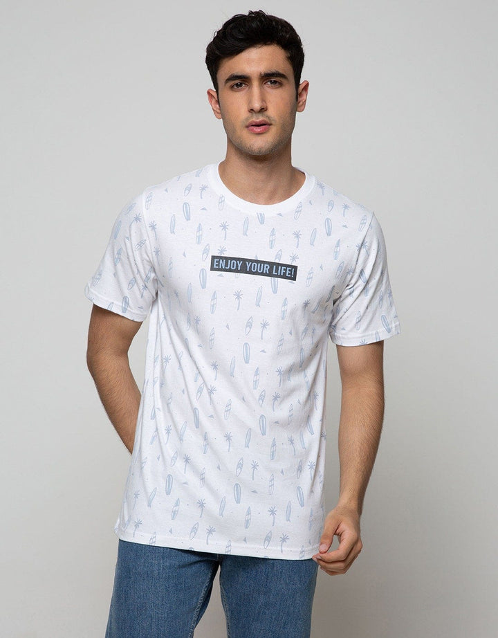 T Zone Short Sleeve T-Shirt Print Fullprint Enjoy Your Life