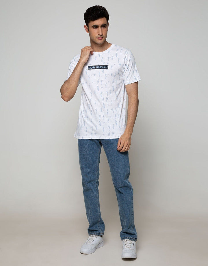T Zone Short Sleeve T-Shirt Print Fullprint Enjoy Your Life