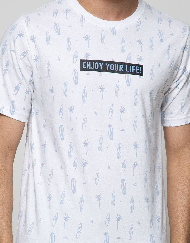 T Zone Short Sleeve T-Shirt Print Fullprint Enjoy Your Life