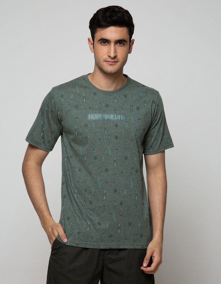 T Zone Short Sleeve T-Shirt Print Fullprint Enjoy Your Life
