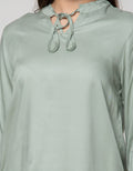 Connexion Blouse 7 /8 Sleeve Rayon Twill Ruffle Neck