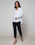 St. Yves Long Sleeve Blouse Top Print Flower With Roll Sleeves