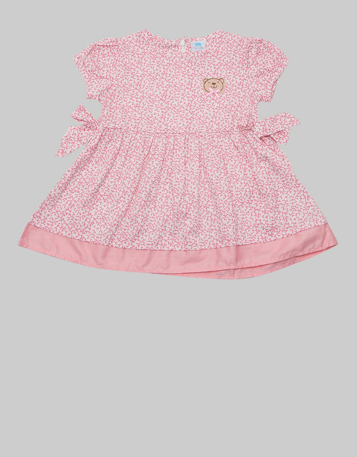 Pipiniko Short Sleeve Midi Dress Full Print With Ribbon