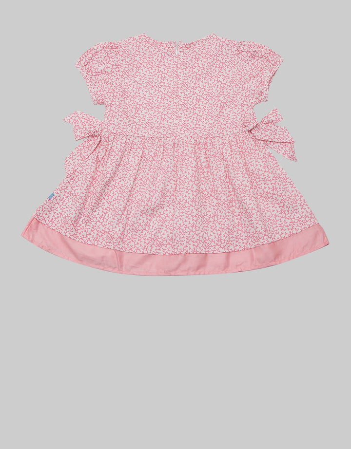 Pipiniko Short Sleeve Midi Dress Full Print With Ribbon