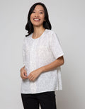 St. Yves Short Sleeve Blouse Top Print