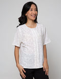 St. Yves Short Sleeve Blouse Top Print