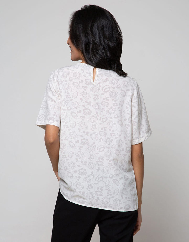 St. Yves Short Sleeve Blouse Top Print