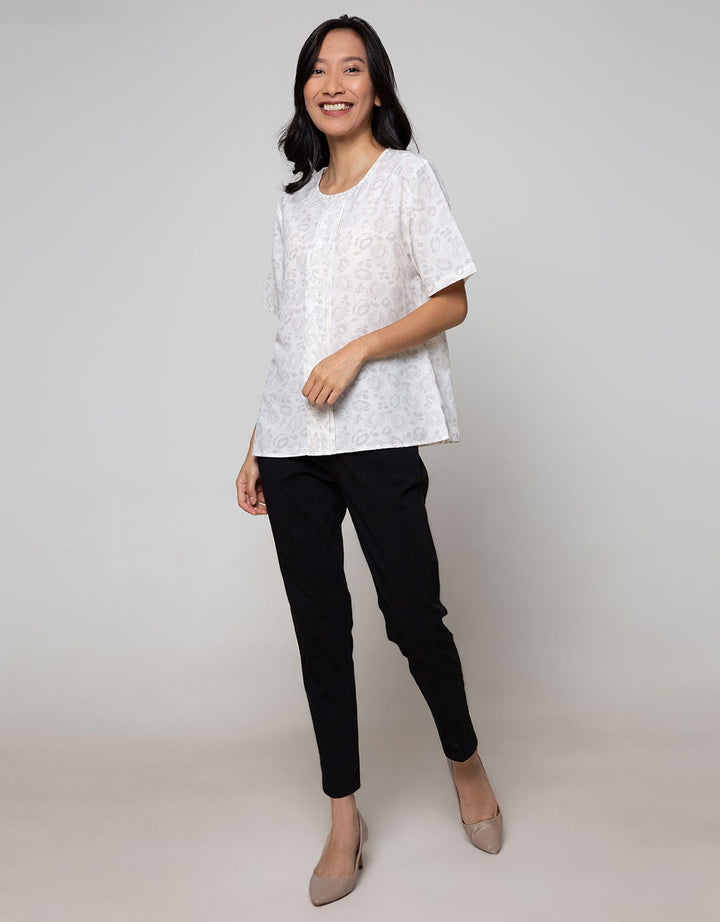St. Yves Short Sleeve Blouse Top Print