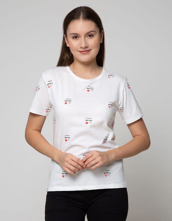 Nevada Short Sleeve T-Shirt Wording Print Random Small Heart