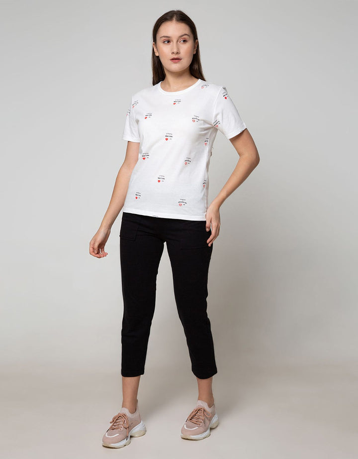 Nevada Short Sleeve T-Shirt Wording Print Random Small Heart