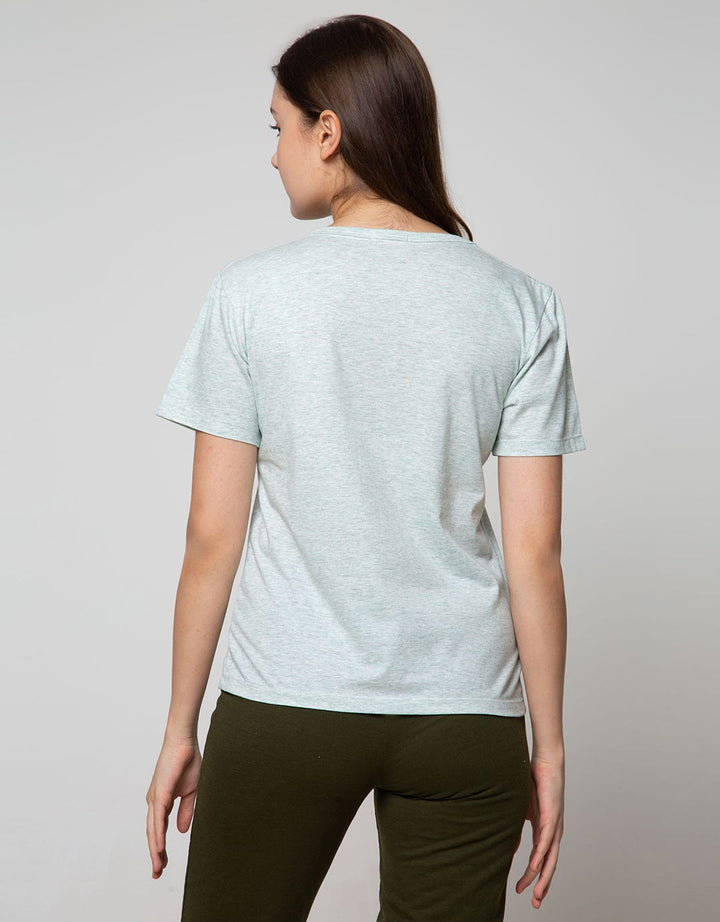 Details Short Sleeve T-Shirt Flower Chest Round Words