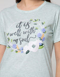 Details Short Sleeve T-Shirt Flower Chest Round Words