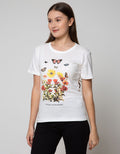 Details Short Sleeve T-Shirt Butterfly Flower Print Big