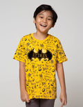 Batman Character Full Print Letter Logo Flocking T-shirt