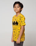 Batman Character Full Print Letter Logo Flocking T-shirt
