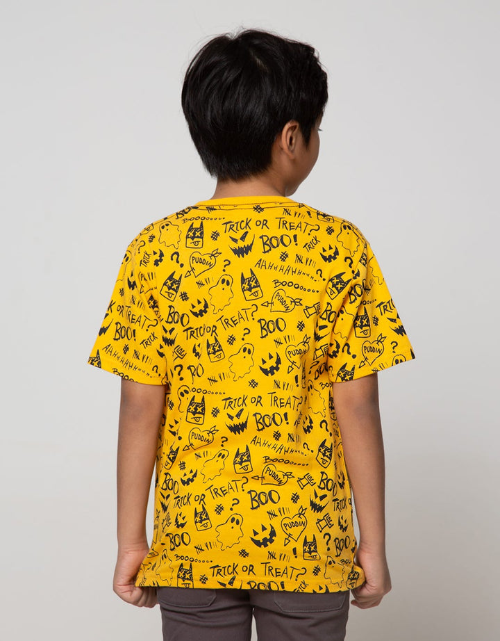 Batman Character Full Print Letter Logo Flocking T-shirt