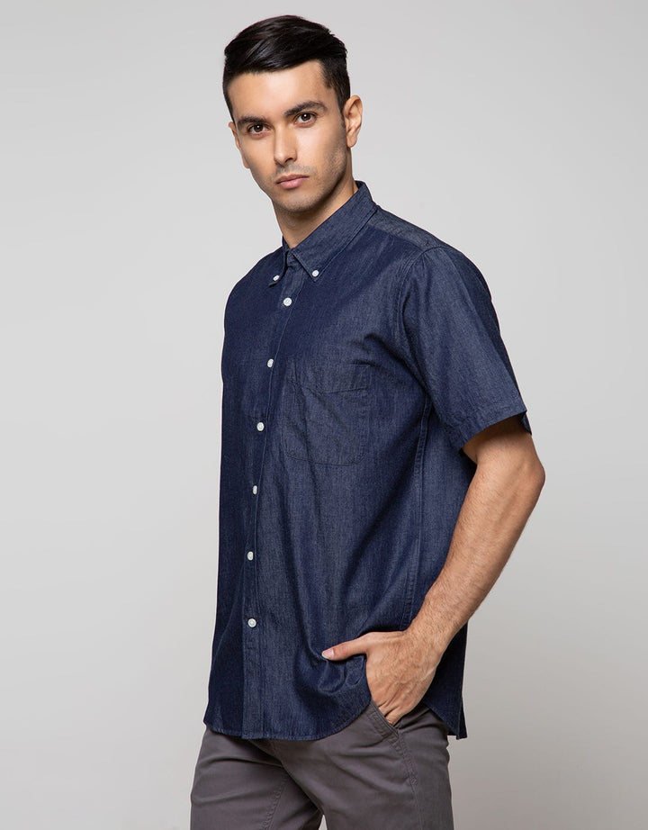 Cole Short Sleeve Shirt Solid Indigo