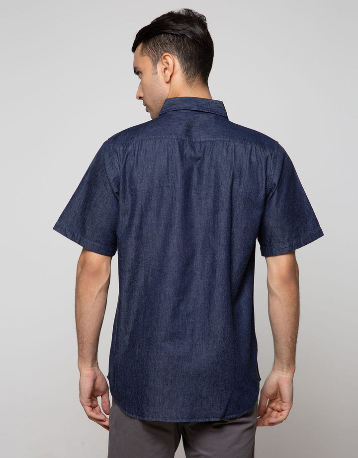 Cole Short Sleeve Shirt Solid Indigo