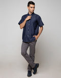 Cole Short Sleeve Shirt Solid Indigo
