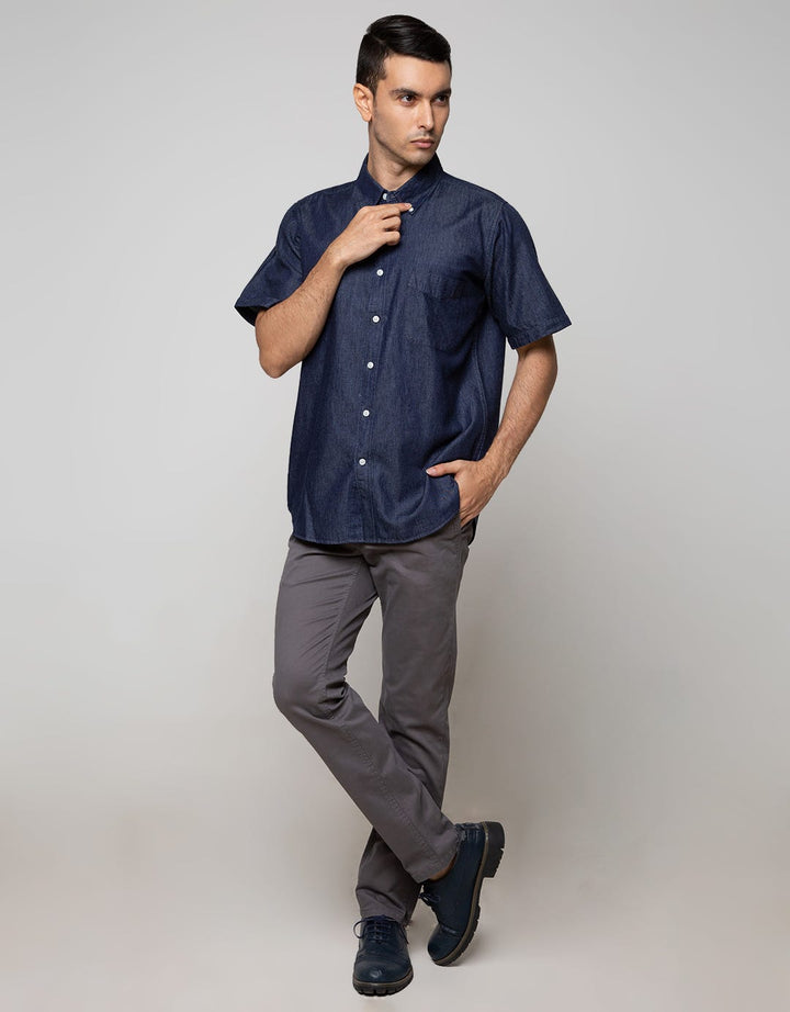Cole Short Sleeve Shirt Solid Indigo