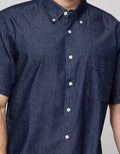 Cole Short Sleeve Shirt Solid Indigo