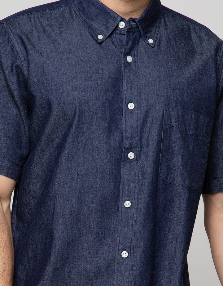 Cole Short Sleeve Shirt Solid Indigo