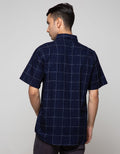 Cole Short Sleeve Shirt Regular Check Indigo