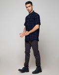 Cole Short Sleeve Shirt Regular Check Indigo