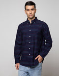 Cole Long Sleeve Shirt Regular Stripe Indigo