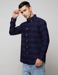 Cole Long Sleeve Shirt Regular Stripe Indigo