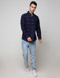 Cole Long Sleeve Shirt Regular Stripe Indigo