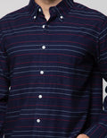 Cole Long Sleeve Shirt Regular Stripe Indigo