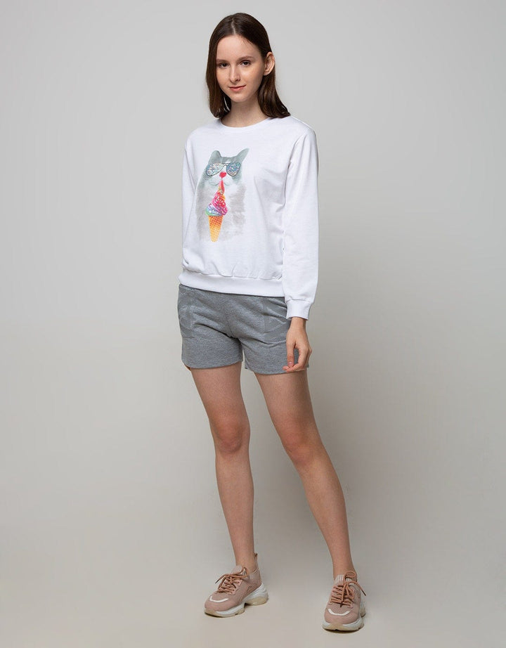 Nevada Sweatshirt Sequin Cat And Ice Cream