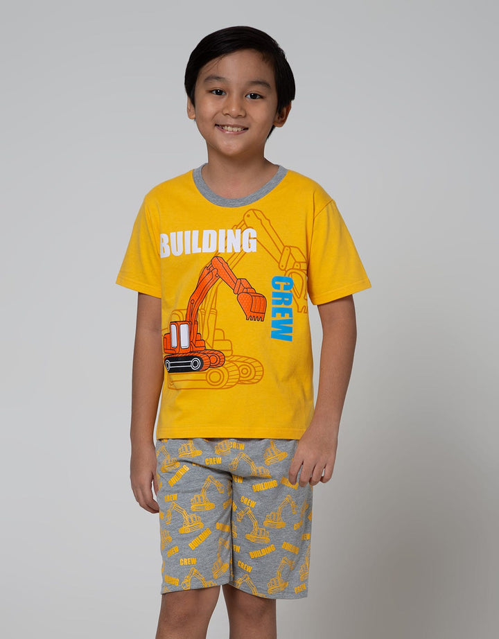 Little M Top - Bottom Set Transportation Fullprint Pants